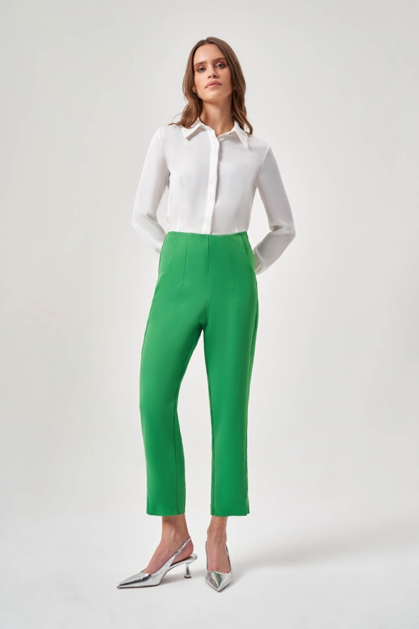 Mizalle - Pensli Basic Yeşil Pantolon